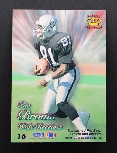1994 Pacific Prisms Gold #16 Tim Brown HOF - Afbeelding 2 van 2