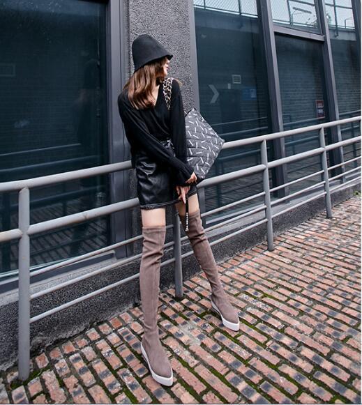 Womens Suede Pointed Toe Toe Toe Rivet Metal Decor Solid Zipper Casual Over Knee Boots S ce3704 Womens Suede Pointed Toe Toe Toe Rivet Metal Decor Solid Zipper Casual Over Knee Boots S ce3704