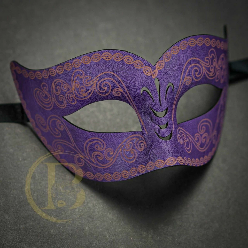 Mens Leather Masquerade Mask for Masquerade Ball Wedding Mardi Gras Halloween Co - Image 3 of 4