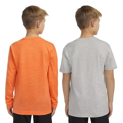 Hurley 2 Pack Boys Graphic Tee & Slub Long Sleeve Tee Size S 6/7 Grey Orange - Picture 2 of 6