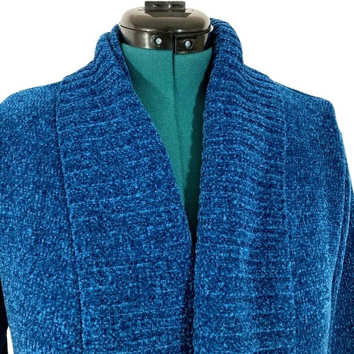 Seven7 Women's Ultra Plush Open Front Sweater Cardigan Blue Size M - Picture 2 of 8
