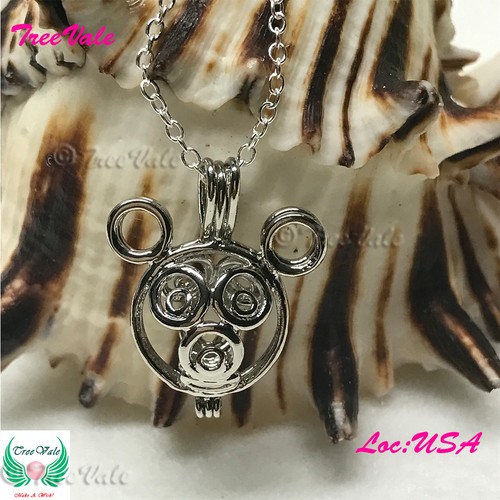 Meeska Mooska Mickey - Silver Plated - Locket Pearl Cage Pendant - Hold 6mm-8mm - Picture 2 of 4