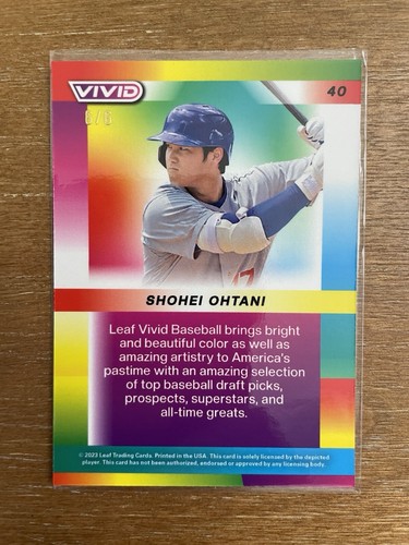 Hoja Vivid Shohei Ohtani #40 2023 cristal blanco prismático/6 SSP Dodgers MLB - Imagen 7 de 11