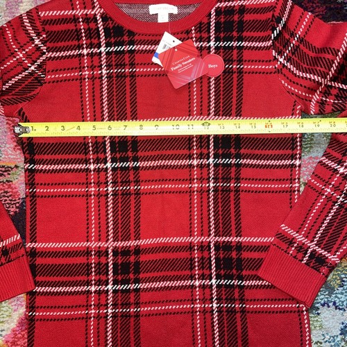Charter Club Boys Plaid Family Sweater Red Size XL NWT Christmas Holiday - Picture 4 of 5