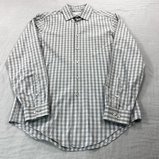 Calvin Klein Shirt Mens 15 32/33 Small Gray Plaid Button Up Slim Fit Dress Adult