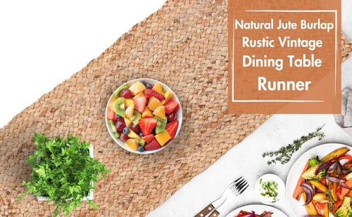 100% Natural Braided Jute Table Runner Rug Reversible Rustic Oval/Rectangle