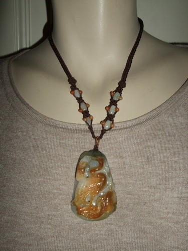 COLLANA GIOIELLO GIADA VERDE JADE CIONDOLO ANTICO STERLING ARGENTO 925 SILVER - Foto 5 di 11