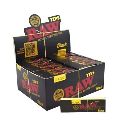 FULL BOX Raw Black Rolling Paper Roach Tips Raw Tips Raw Filter Tips Natural