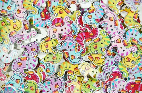 Printed Wooden Buttons -Unique Childrens Cartoon Designs for Sewing & Embroidery - Picture 42 of 60
