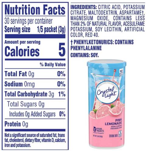 Crystal Light Pink Lemonade Powder Drink Mix - 2.9 Oz - Pack of 6 - Picture 3 of 4