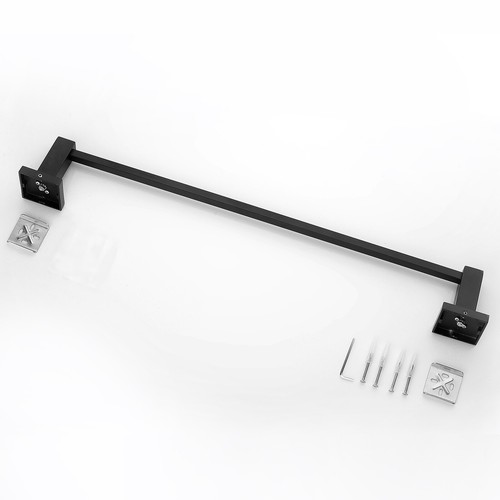 Single Square Towel Rail Rack 600/800mm Wall Holder Stainless Steel Chrome/Black - Picture 6 of 8