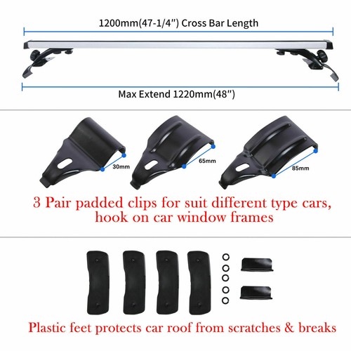 Car 48" Top Roof Rack Cross Bar Luggage Cargo Carrier For Volkswagen GTI S SE - Picture 3 of 10