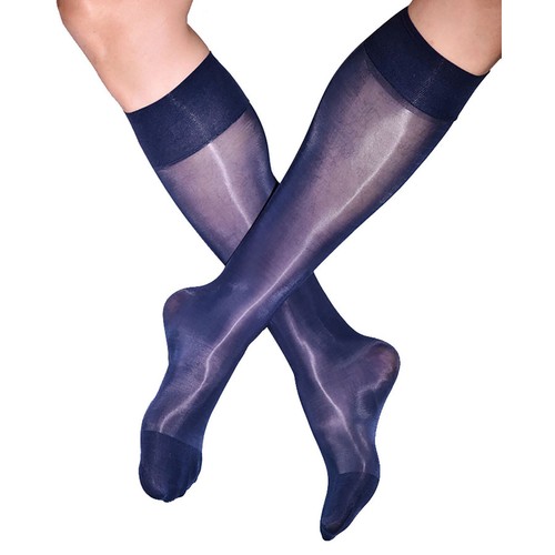Stretchy Mens Socks Gift Knee High Solid color Over-the-Calf Socks Glossy Soft - Bild 13 von 15