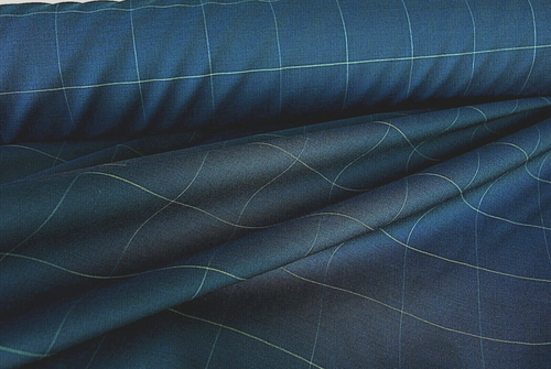 ROYAL BLUE WINDOW PANE CHECK PURE VIRGIN WOOL LUXURY TAILORING MADE IN ITALY E56 - Picture 6 of 9