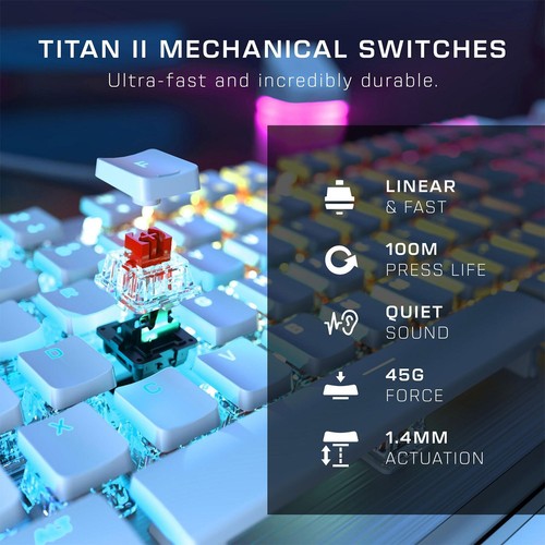 Turtle Beach Vulcan II Gaming-Tastatur Weiß Keyboard 1000Hz RGB Multimediatasten - Bild 11 von 12