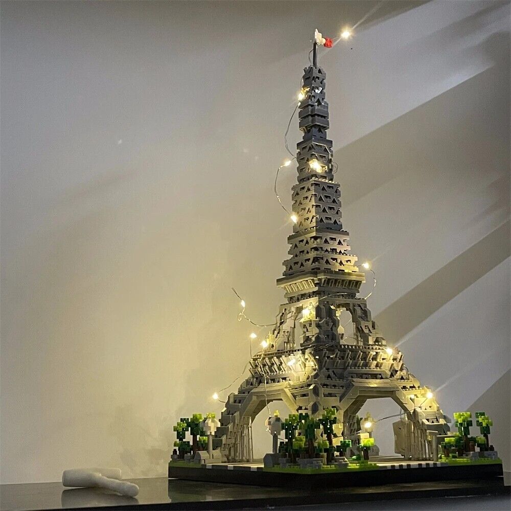 LED Pariser Eiffelturm 3D Puzzle, Klemmbausteine, Spielzeug, Dekoration