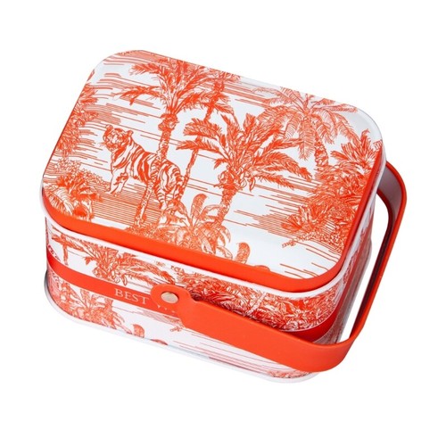 Vintage Small Suitcase Storage Tin Metal Candy Box Storage Can - Picture 9 of 14