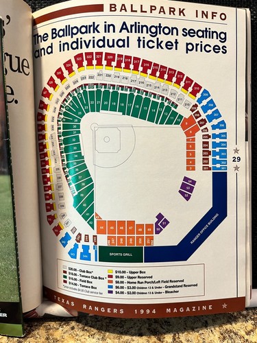 - Texas Rangers '94 Programm - First Night Game - inkl. 4 Tickets - alle fast neuwertig! - Bild 5 von 11