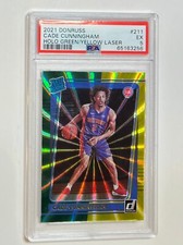 2021 Donruss Cade Cunningham Card # 211 Holo Green/Yellow Laser ROOKIE PSA 5 EX