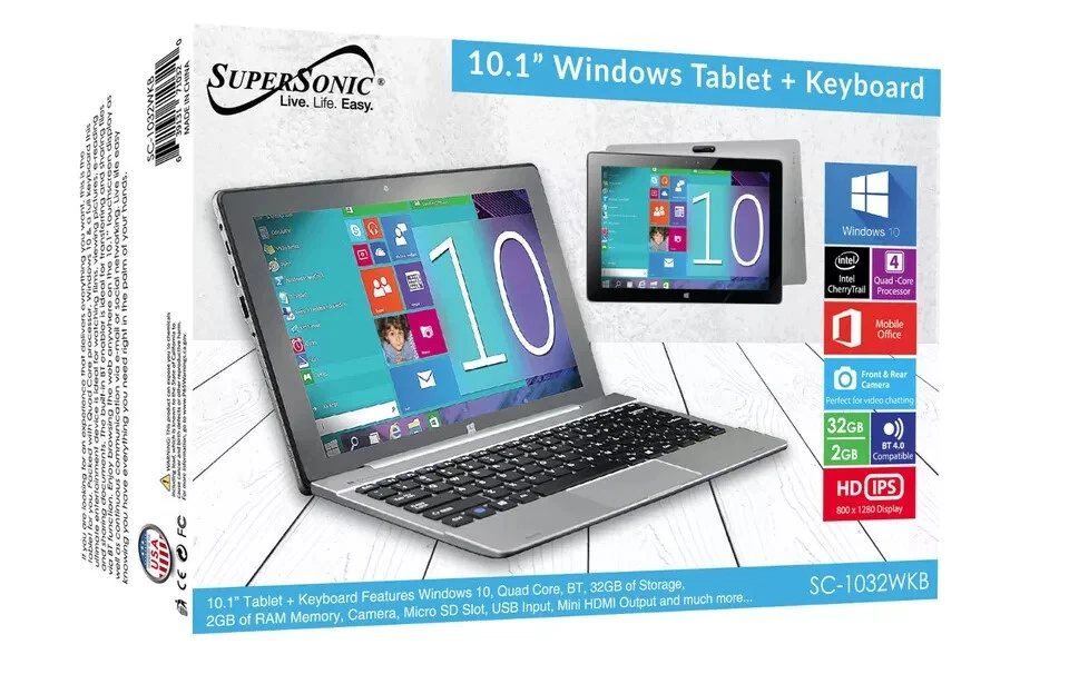 Supersonic 10.1" Tablet & Keyboard 32GB Windows 10 SC-1032WKB - Image 2 of 4
