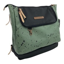 Petunia Pickle Bottom Women's Backpack Tote Pivot Pack in Green Blk Ink Splatter