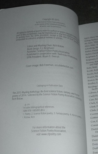 THE 2015 Rhysling Anthology ~ Edited by Rich Ristow ~ Poetry - Picture 5 of 9