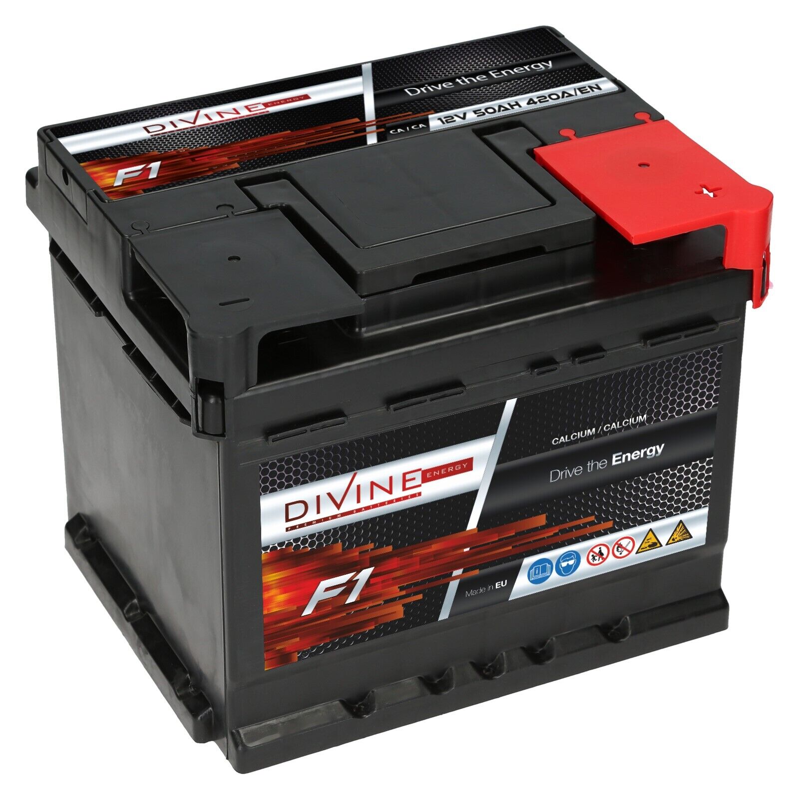 Divine F1 Autobatterie 12V 50 Ah 420A ersetzt 40Ah 42Ah 45Ah 46Ah 52Ah 53Ah  54Ah