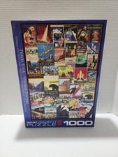 Jigsaw Puzzle 1000 Pcs Vintage USA Travel Posters Colorful Collage Art Complete