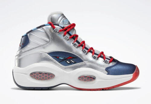 REEBOK QUESTION MID ‘OG Meets OG’ IVERSON HARDEN FZ1366 SILVER BLUE RED SZ 8 - Picture 2 of 10