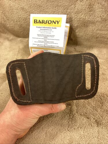Barsony Quick Slide Gun OWB Brown Leather Holster For Full Size 9mm 40 45 USA - Picture 3 of 5