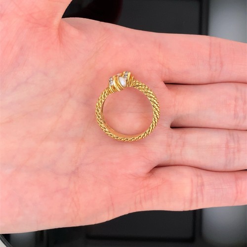 Vintage David Yurman 18k Yellow Gold Pearl & Diamond Solari Bypass Ring - Picture 16 of 18