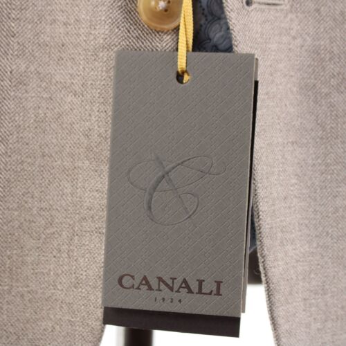 Canali NWT Silk / Cashmere Sport Coat Size 50R (40R US) In Beige Herringbone - Picture 12 of 13