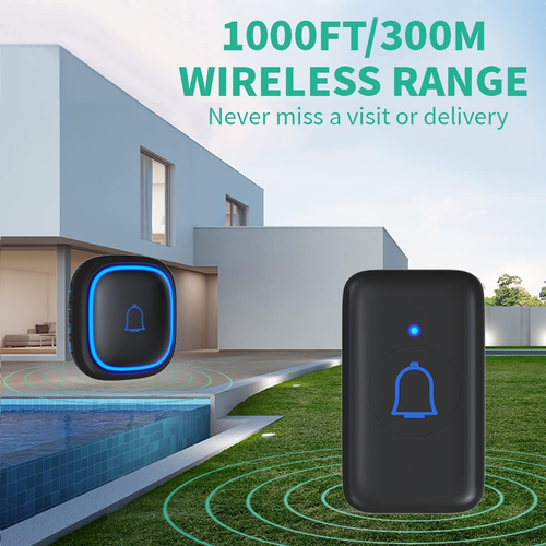 Timbre inalámbrico impermeable con 56 campanas, 115 dB, alcance de 1000 pies - Imagen 2 de 12