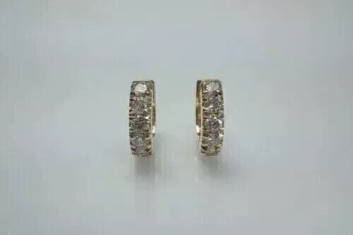 2.0Ct Round Cut Lab-Created Diamond Huggie Hoop Earrings 14K Yellow Gold Plated - Picture 5 of 5