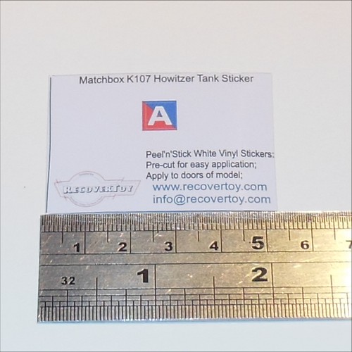 Matchbox Lesney King Size K107a Battle Kings Howitzer Tank Sticker - Foto 2 di 3