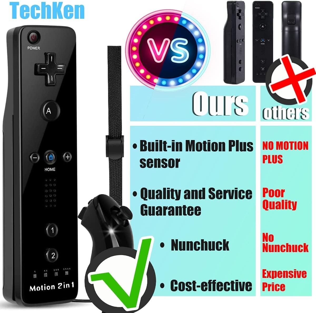 Wii Controller, Motion Plus, Nunchuck, Bluetooth, Fernbedienung, Ersatz