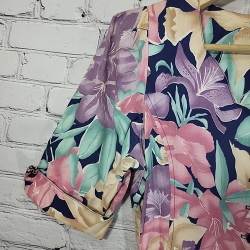 80s Spring Dress Floral Drop-Waist Cottagecore Button Front Midi Sweetheart 11 - Picture 8 of 15