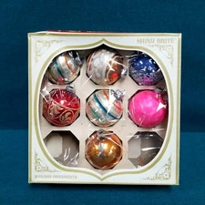 Partial Set of VTG SHINY BRITE Ornaments Striped Glitter + More 2 1/2'' 