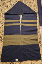 Knitted Acrylic Scarf - Blue and Olive Green - 60 x 8 inches - double wall