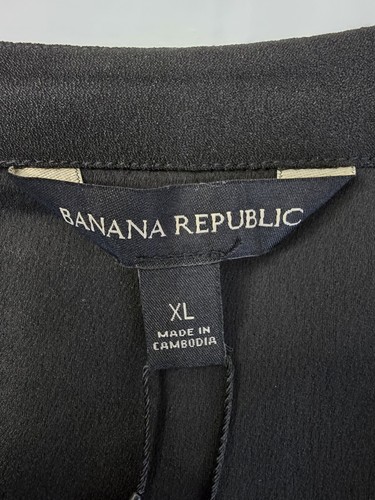 Neu mit Etikett Banana Republic Bluse halbtransparent schwarz Polyester V-Ausschnitt kurz Flügelärmel - Bild 5 von 21
