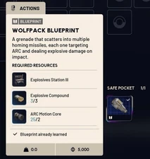 ARC RAIDERS - WOLFPACK GRENADE BLUEPRINT - ALL PLATFORMS