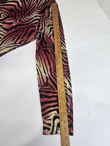 Exclusively Misook Jacket Womens L Sequined Full Zip Lightweight Animal Print - Picture 10 of 11