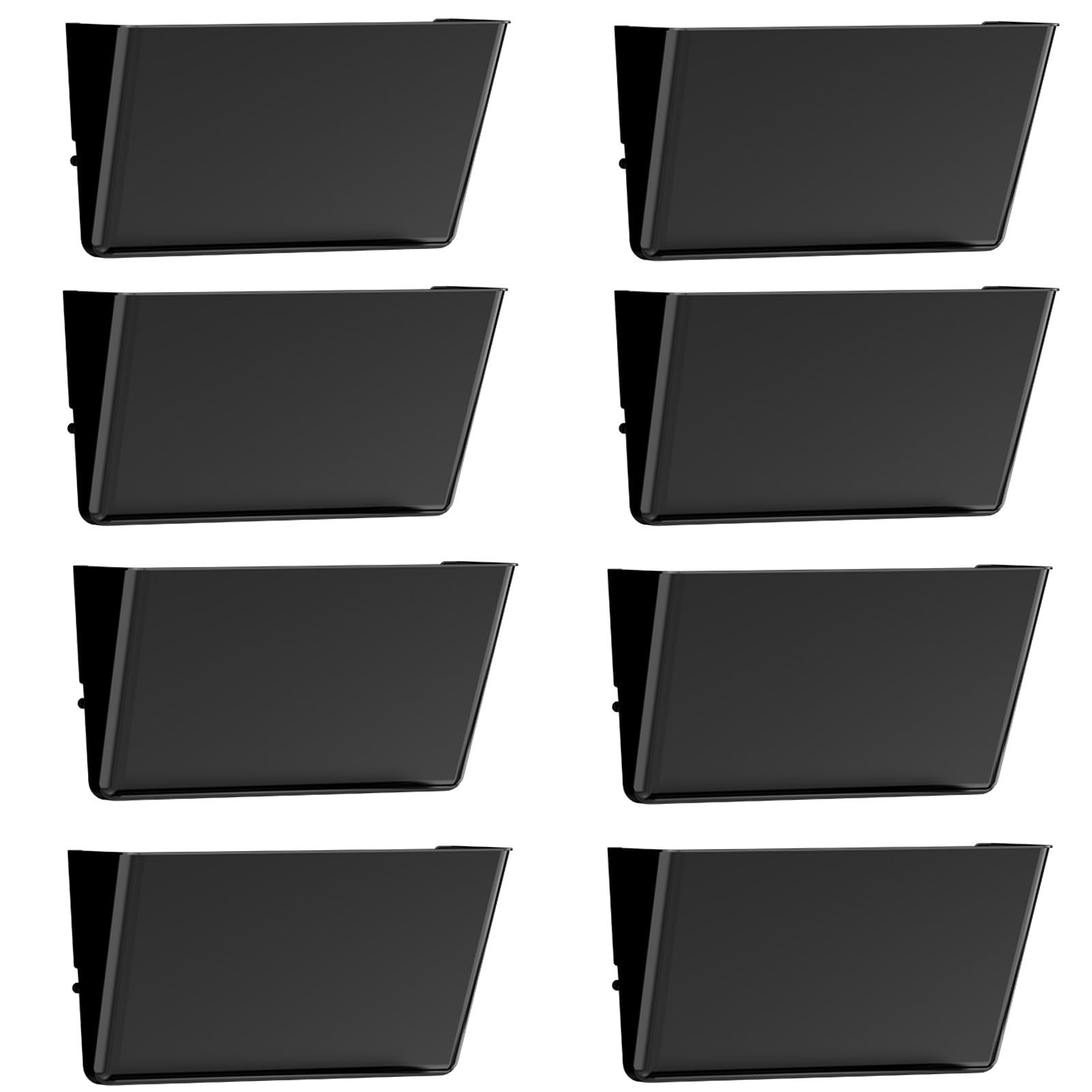 Gawerk Clear Acrylic Single Pocket, Plastic Hanging Wall Mount 8 Pack, Black