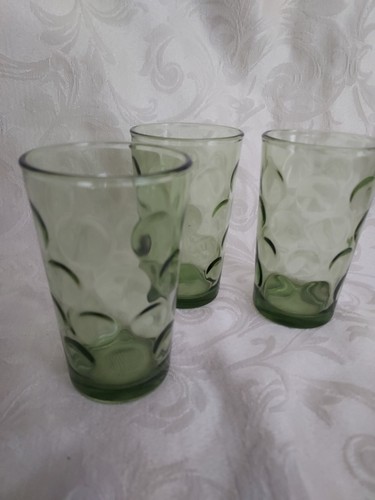 Avacado Green Hazel Atlas Eldorado Optic Dot 4in Juice Glass Set Of 3, EUC - Picture 2 of 7