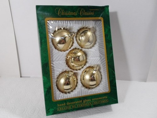 Vintage Commodore Christmas Classics Glas Ornamente ~ 5er Set ~ goldfarben ~ - Bild 3 von 7