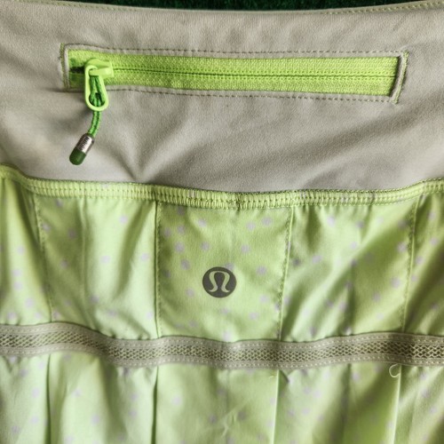 Lululemon Run Pace Setter Tennis Skort Pastel Green Gray Polka Dots Size 10 - Picture 10 of 16