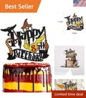 Enchanting 8th Birthday Wizard Decor - Glittery Cake Topper for Magical Themes