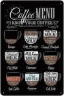 Coffee Bar Sign - Metal Tin Vintage Menu Sign for Home Bar, Farmhouse and Kitche