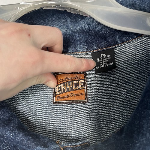 Y2K Enyce Jean Jacket Collared Button Up Faded Blue Distressed Retro Mens 3XL - Picture 9 of 24