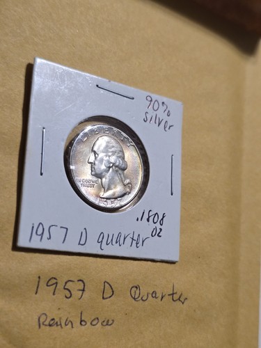 1957 D Washington Quarters 90 Percent Silver Tonned 🌈🌈 - Picture 2 of 8